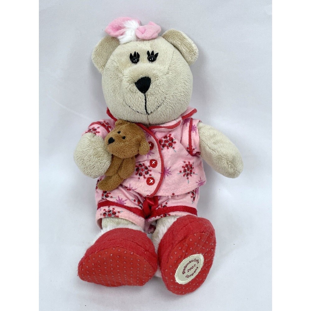 Starbucks 69th Edition Bearista Bear Plush Pink Pj's Pajamas Slippers Girl‎ 2007